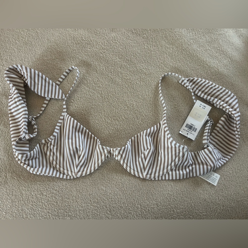 Abercrombie  striped Brown & White Underwire Bikini Top